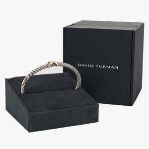 David Yurman X 925 Sterling Silver & 14k Gold Classic Cable Station Bracelet